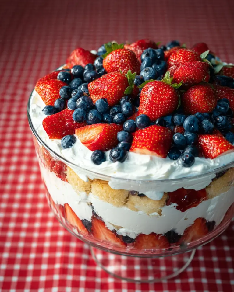 Red, White and Blue Strawberry Shortcake Trifle