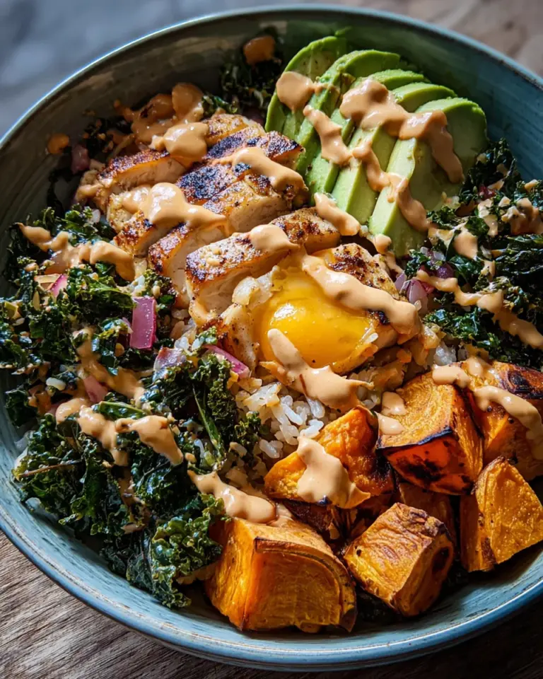 Roasted Chicken, Sweet Potato, and Kale Bowls