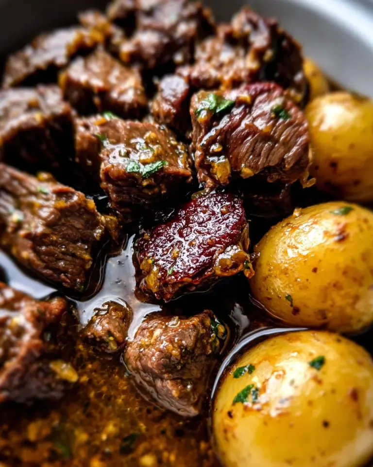 Slow Cooker Garlic Butter Beef Bites & Potatoes