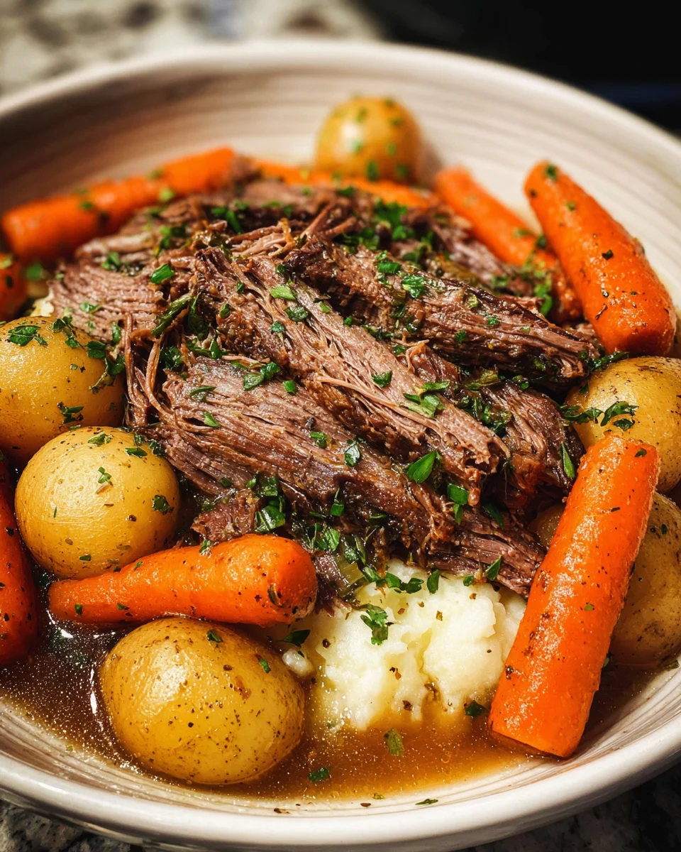 Slow Cooker Garlic Herb Pot Roast Slow