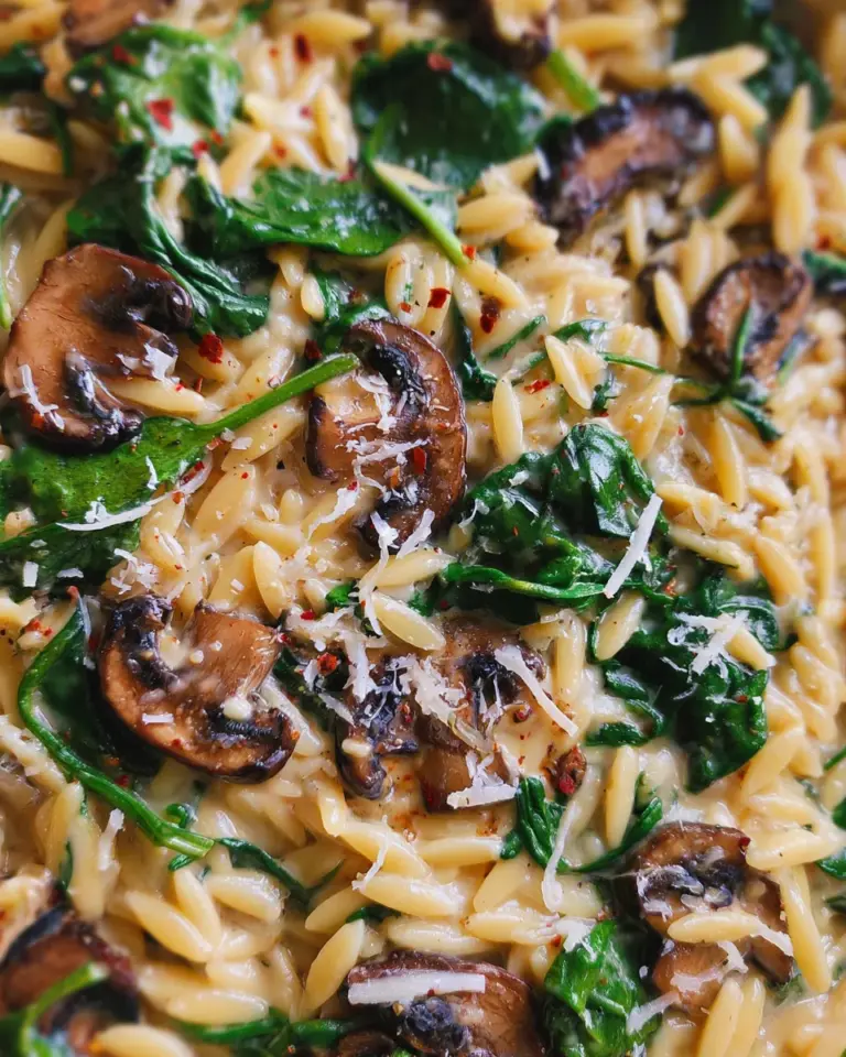 Spinach Mushroom Orzo