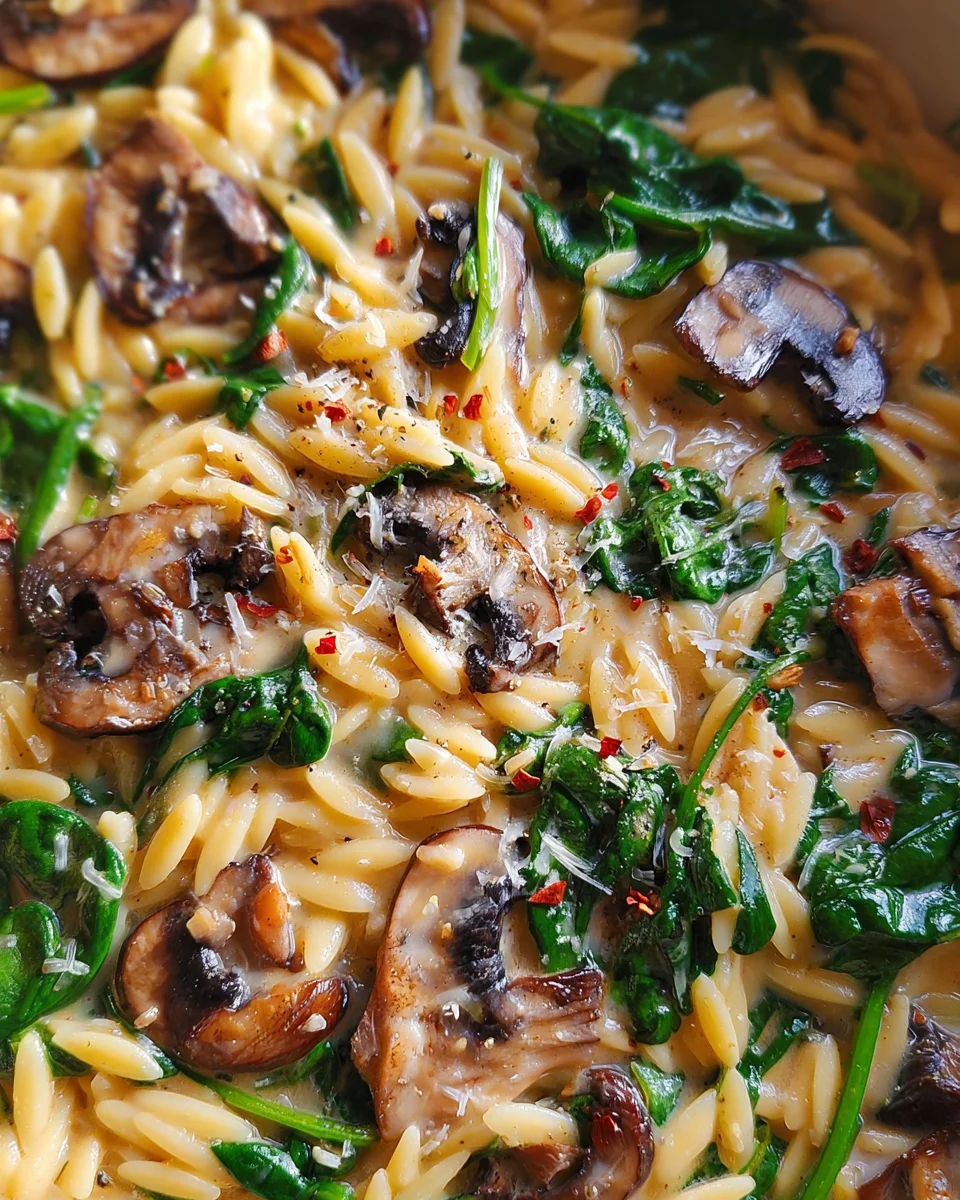 Spinach Mushroom Orzo Spinach