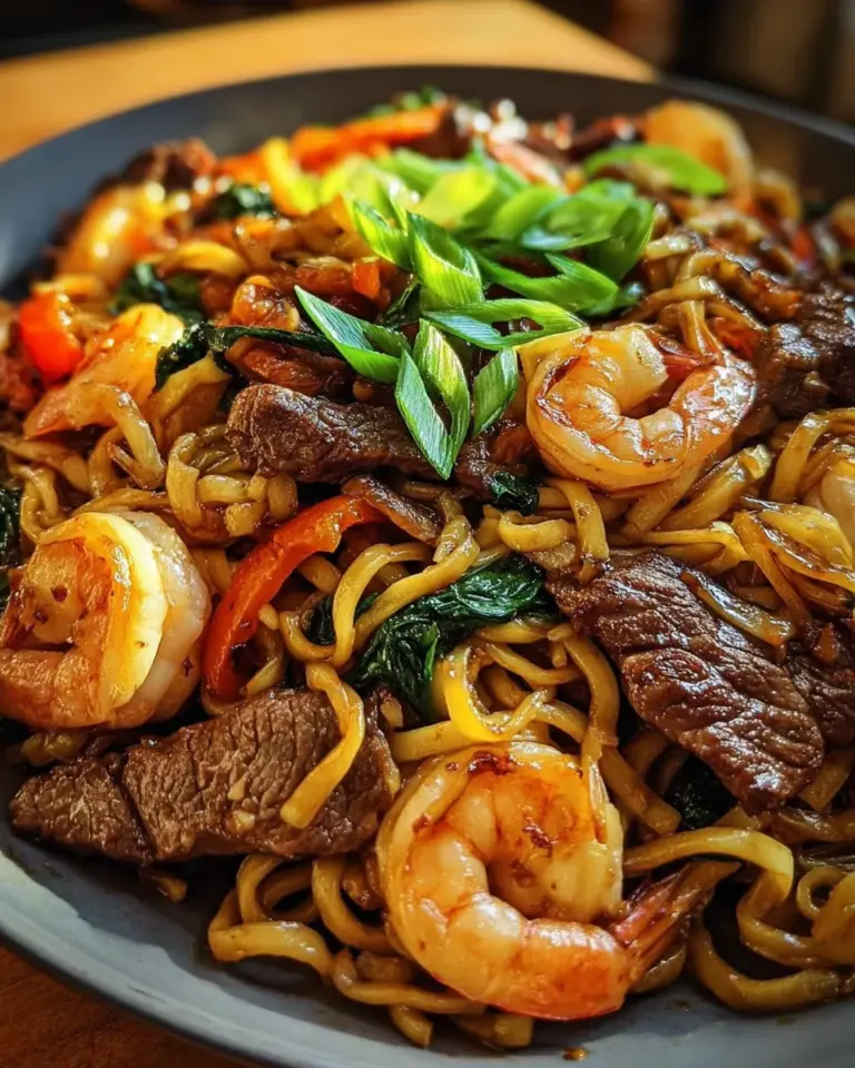 Steak & Shrimp Stir-Fried Noodles