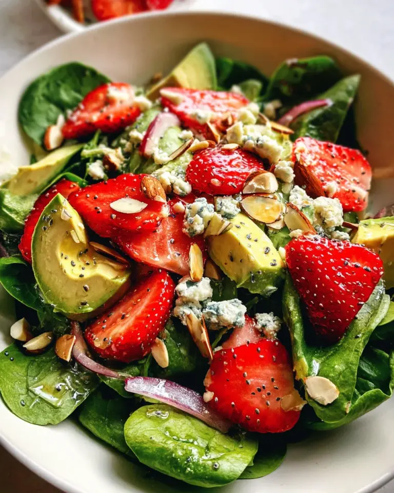 Strawberry Avocado Spinach Salad with Poppyseed Dressing