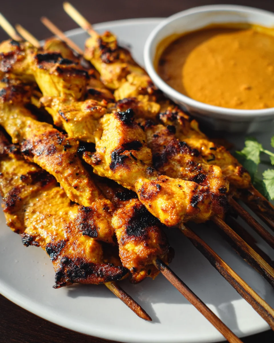Thai Chicken Satay with Spicy Peanut Dipping Sauce
