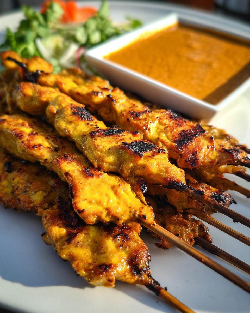 Thai Chicken Satay with Spicy Peanut Dipping Sauce Thai