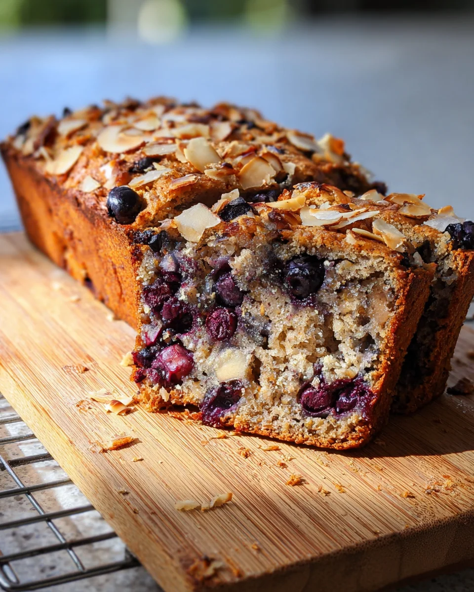 Toasted Coconut Blueberry Banana Bread Toasted