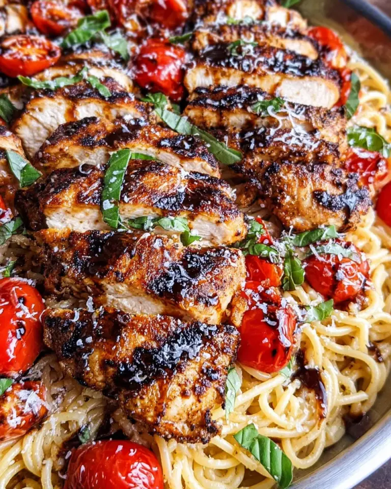 Tomato Basil Pasta with Balsamic Grilled Chicken