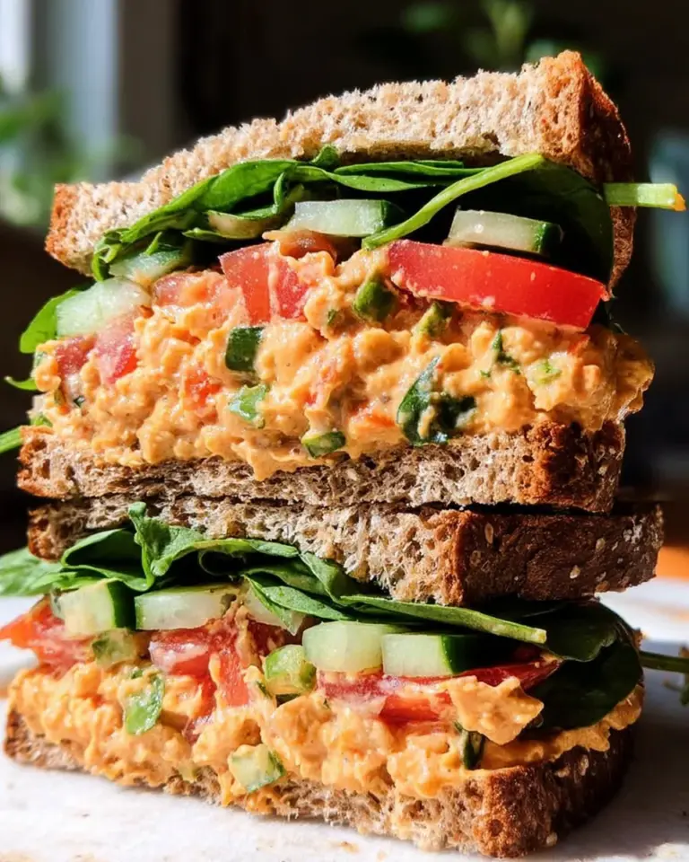 Vegan Buffalo Chickpea Salad Sandwich