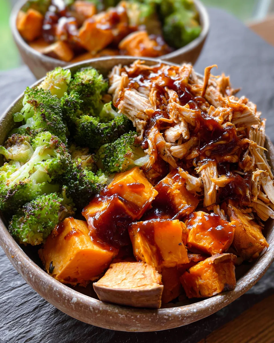 BBQ Chicken & Roasted Sweet Potato Bowls BBQ