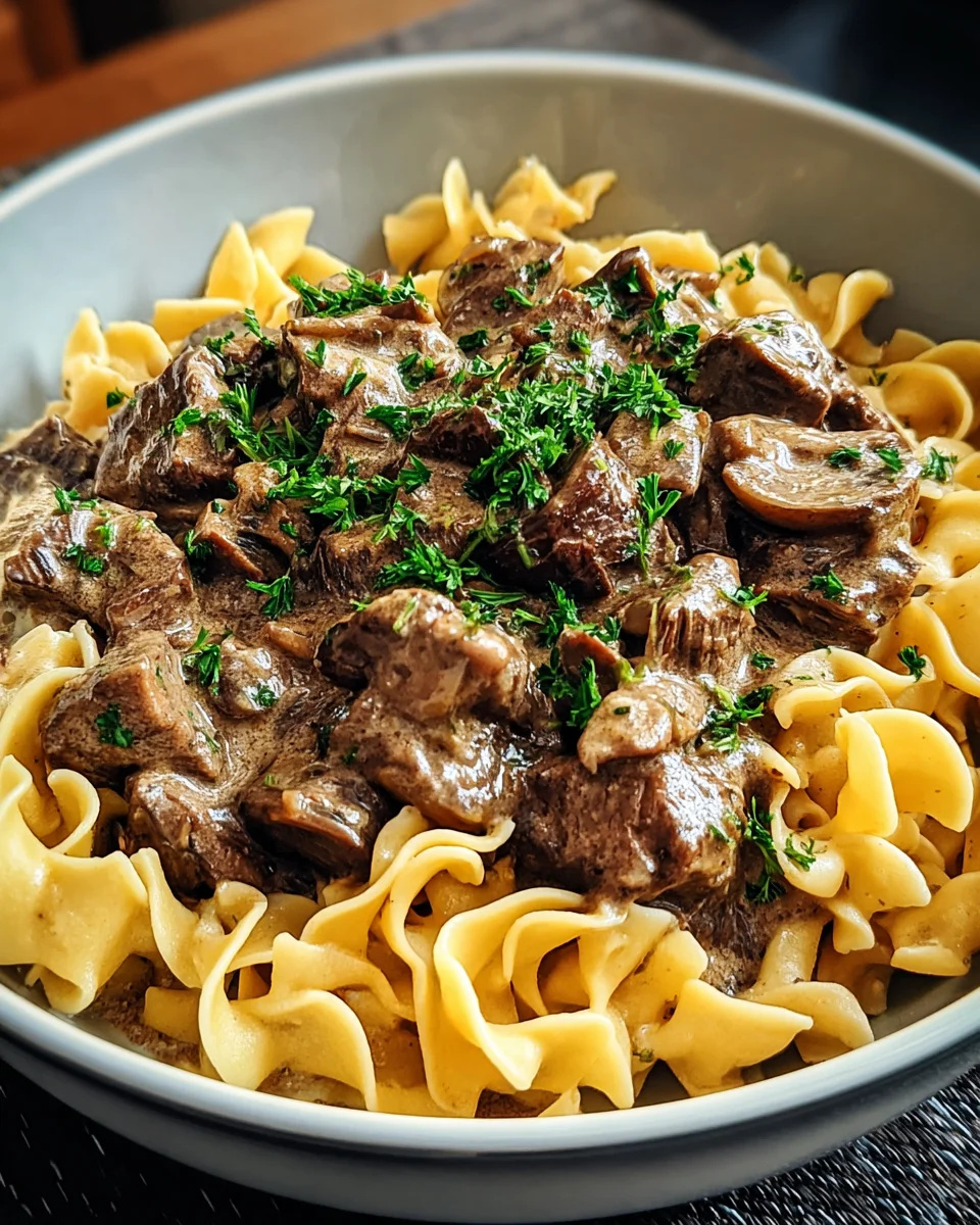 Beef Stroganoff with Egg Noodles
