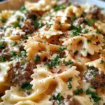 Beef and Bowtie Pasta with Alfredo Sauce Beef and Bowtie Pasta with Alfredo Sauce