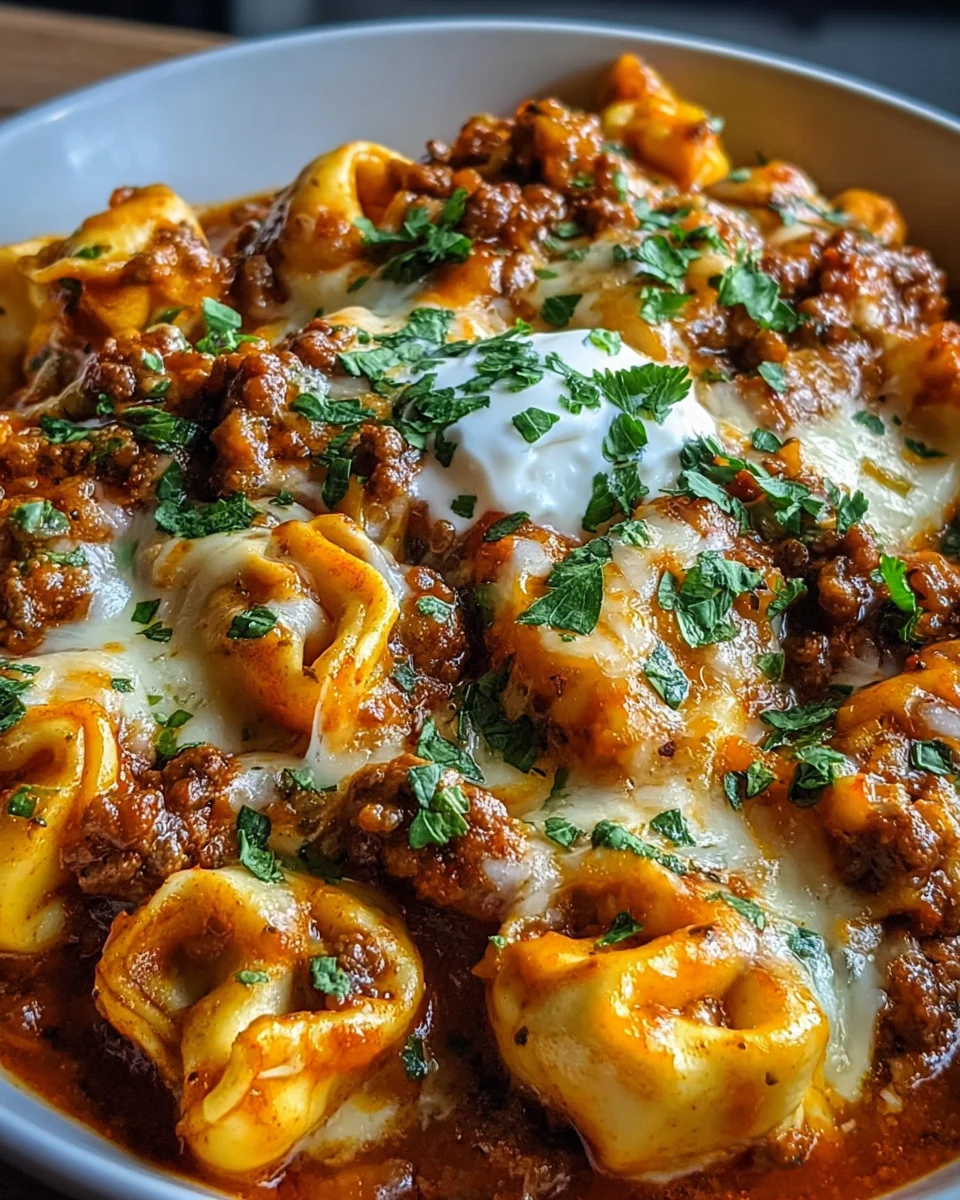 Cheesy Beef Enchilada Tortellini Cheesy