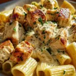 Creamy Garlic Butter Chicken and Rigatoni in Parmesan Sauce
