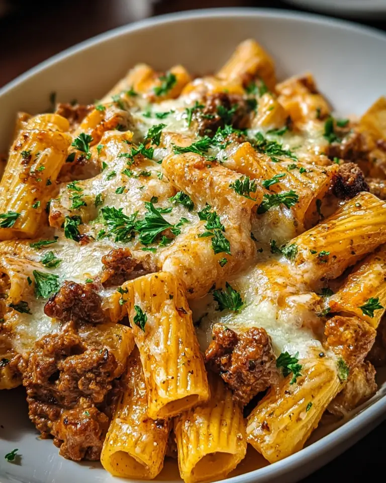 Creamy Parmesan Beef Rigatoni