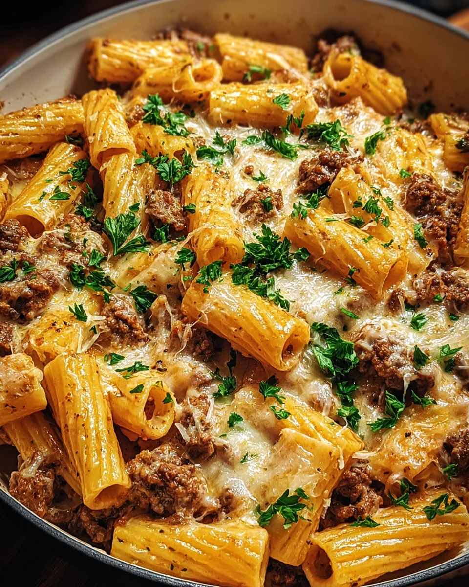 Creamy Parmesan Beef Rigatoni Creamy