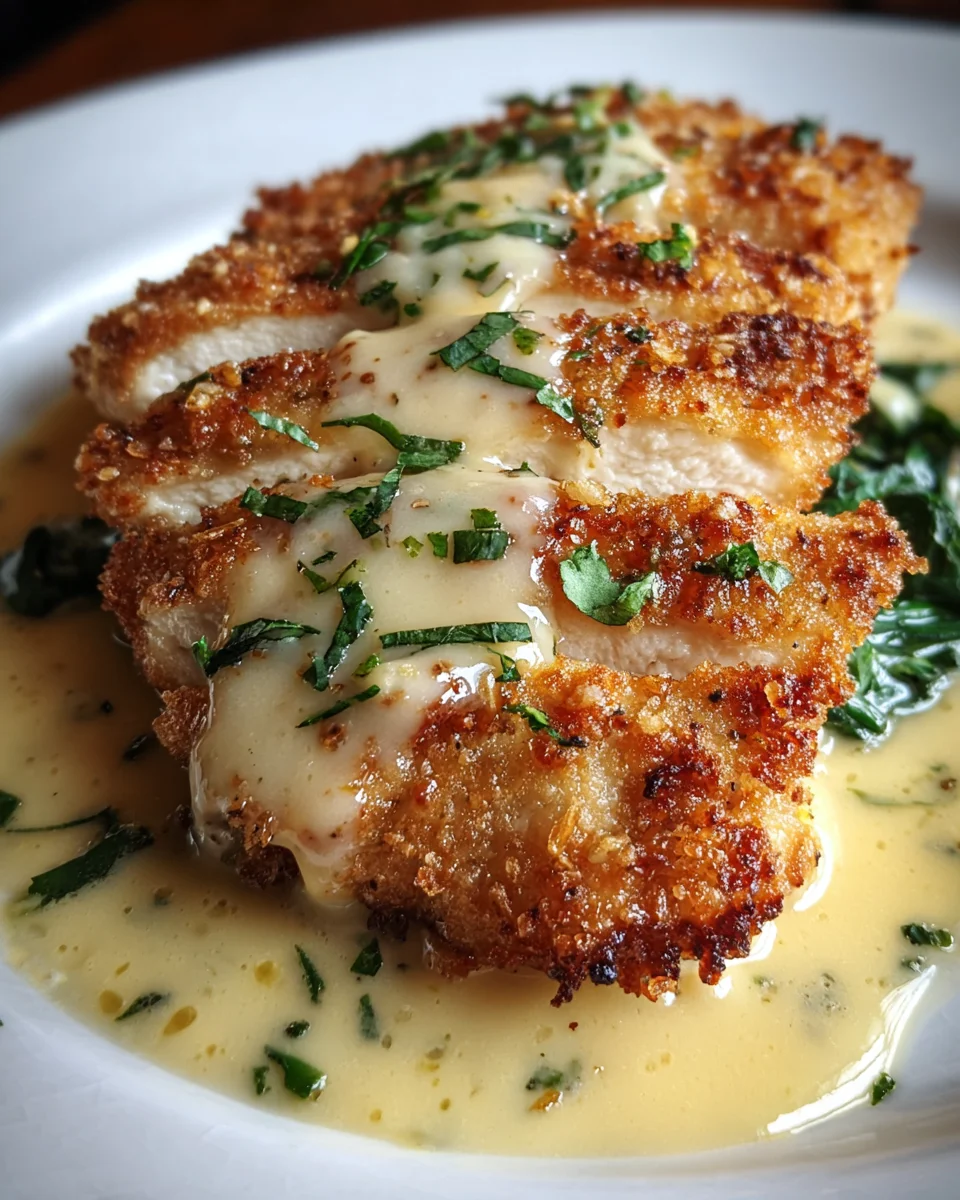 Crispy Parmesan Chicken with a Rich Garlic Sauce Crispy Parmesan Chicken with a Rich Garlic Sauce