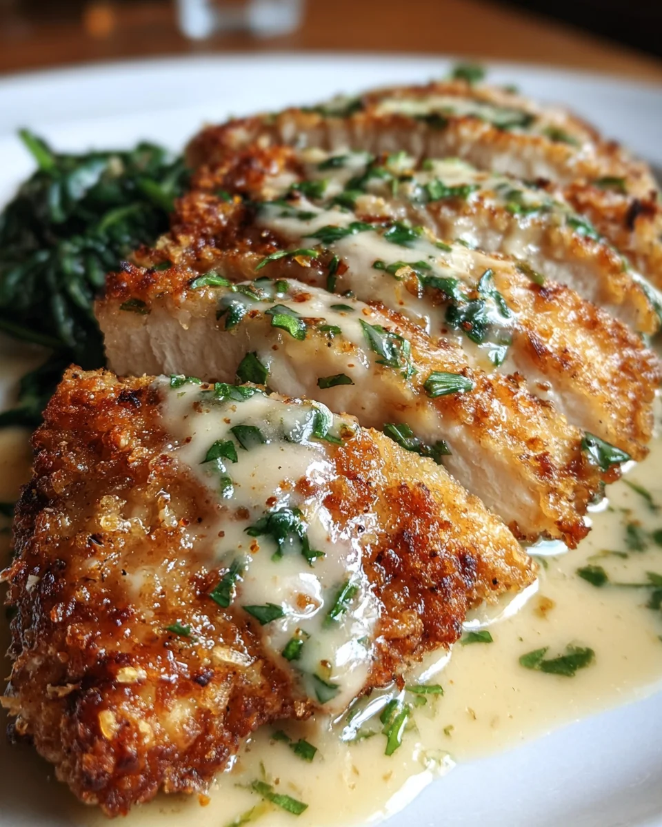 Crispy Parmesan Chicken with a Rich Garlic Sauce Crispy