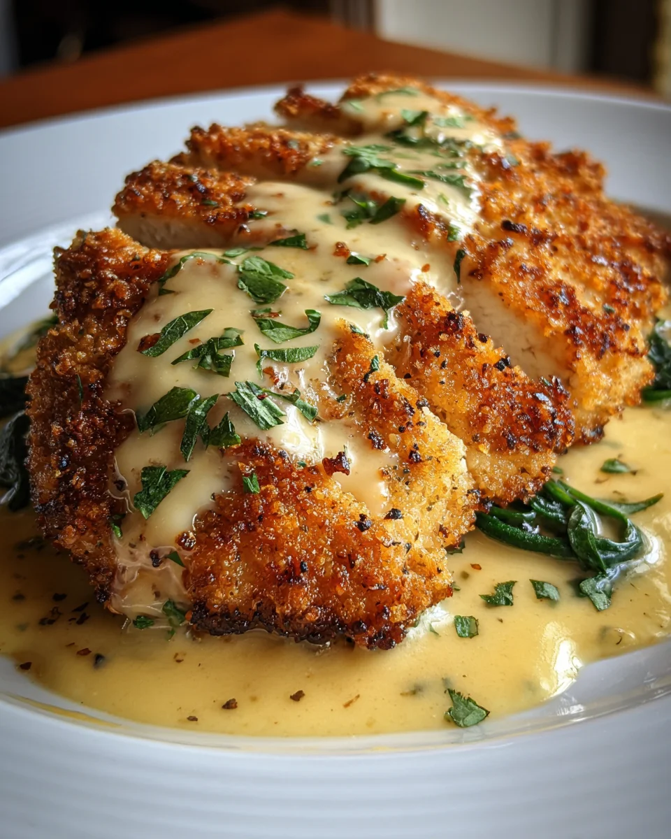 Crispy Parmesan Chicken with a Rich Garlic Sauce Crispy