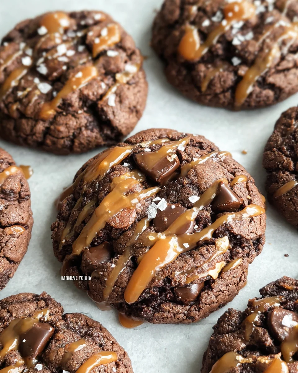Double Chocolate Salted Caramel Cookies Double