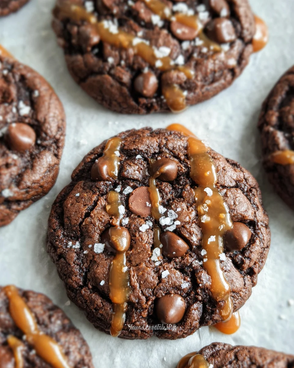 Double Chocolate Salted Caramel Cookies Double