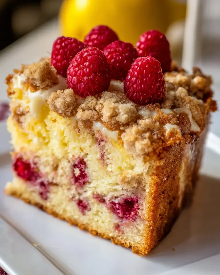 Easy Lemon Raspberry Cake with Crumb Topping