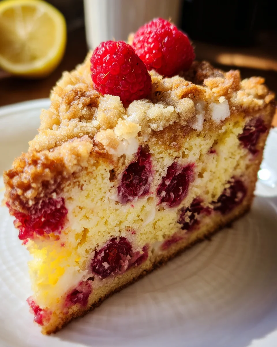 Easy Lemon Raspberry Cake with Crumb Topping Easy