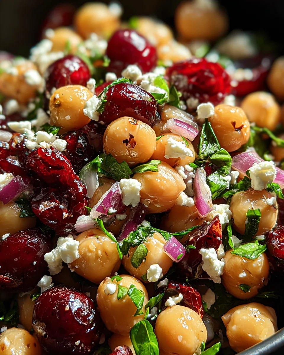 Feta & Cranberry Chickpeas with Lemon Vinaigrette Feta