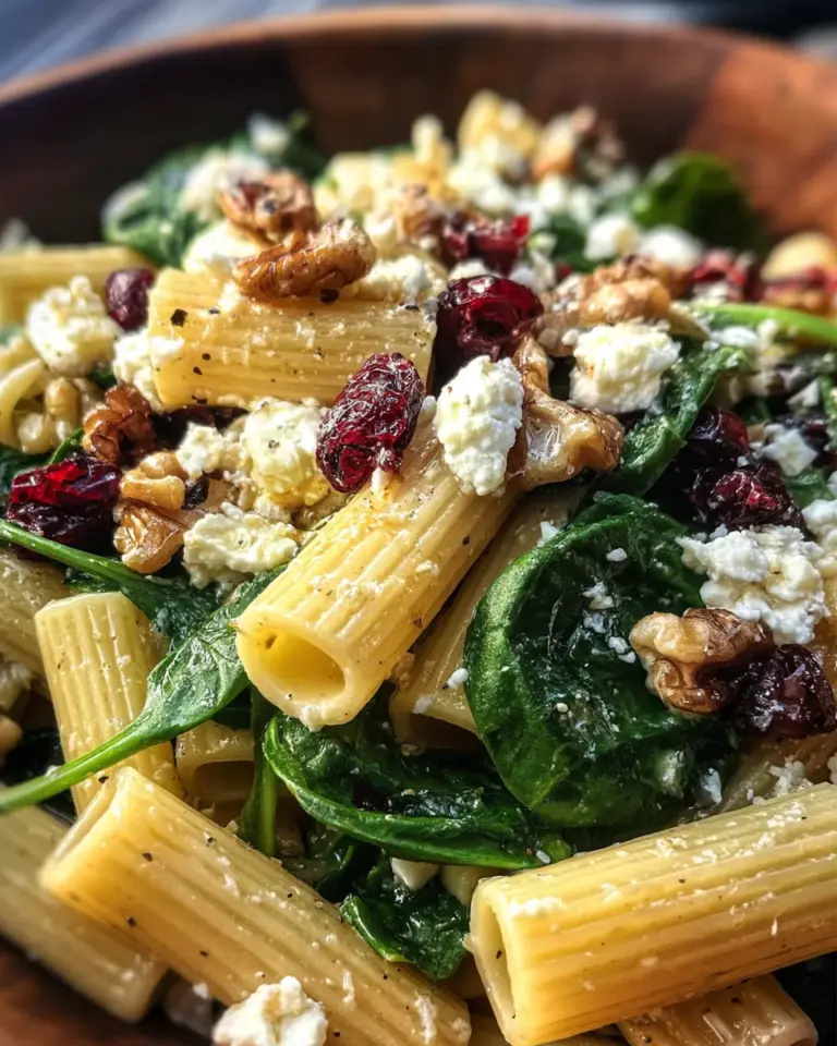 Feta & Cranberry Rigatoni Salad with Lemon Vinaigrette