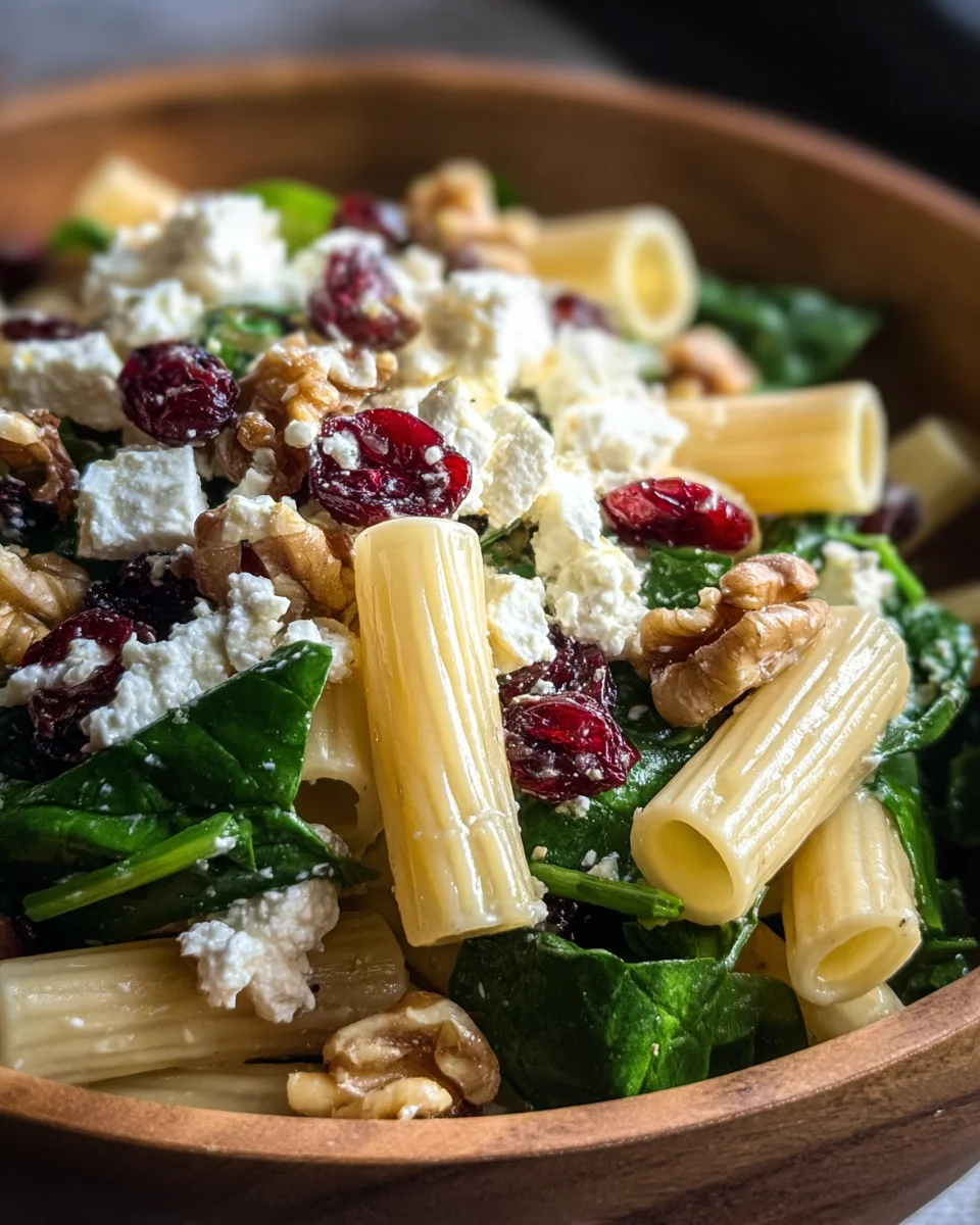 Feta & Cranberry Rigatoni Salad with Lemon Vinaigrette Feta