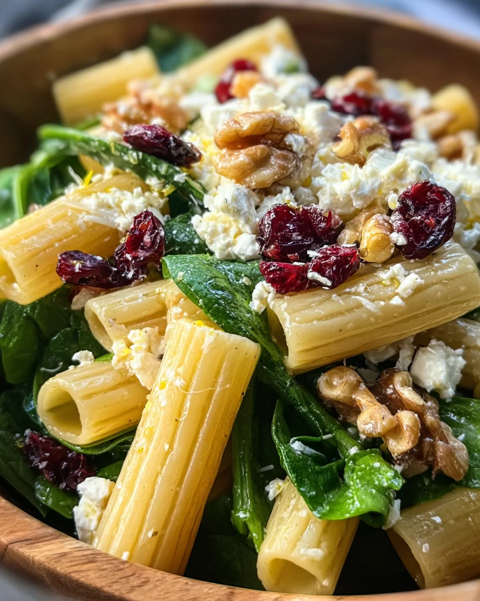 Feta & Cranberry Rigatoni Salad with Lemon Vinaigrette Feta