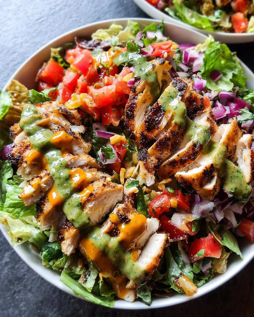 Fiesta Ranch Salad with Salsa Verde Chicken Fiesta