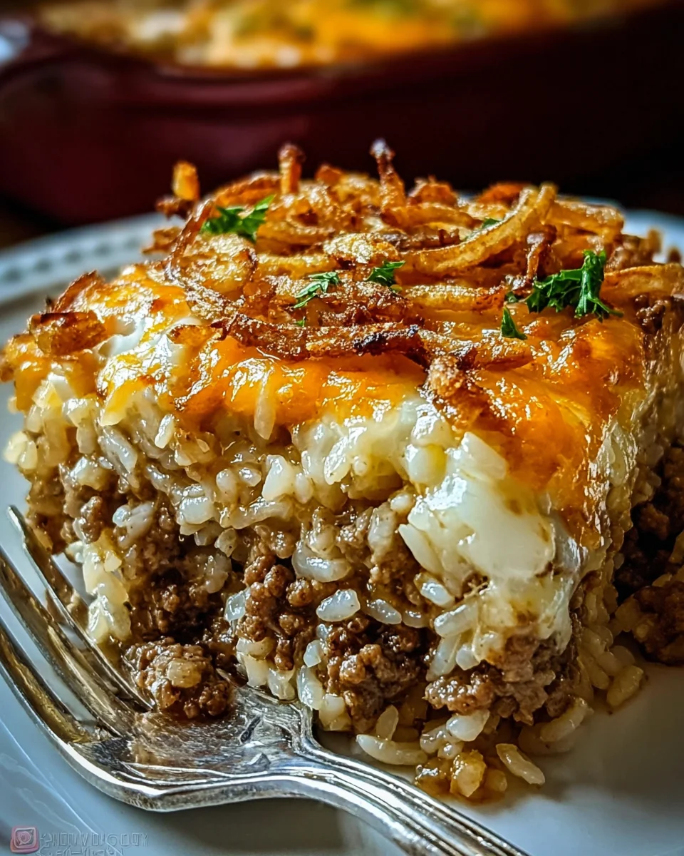 French Onion Ground Beef and Rice Casserole French