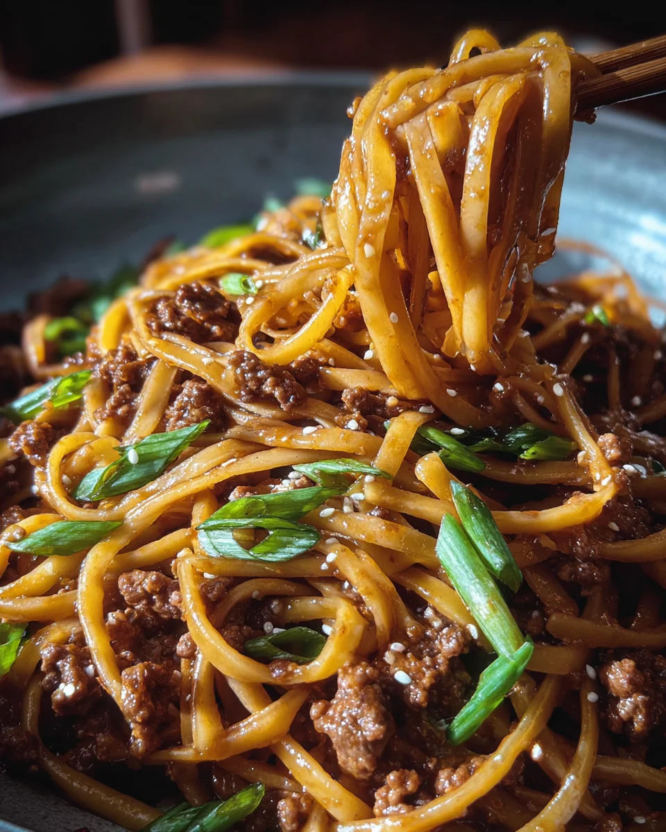 Ground Beef Mongolian Noodles Ground