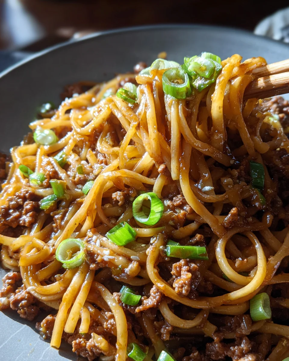 Ground Beef Mongolian Noodles Ground