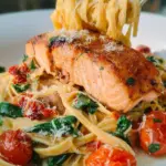 Healthy & Creamy Tuscan Salmon Pasta