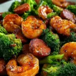 Honey Garlic Shrimp, Sausage, and Broccoli