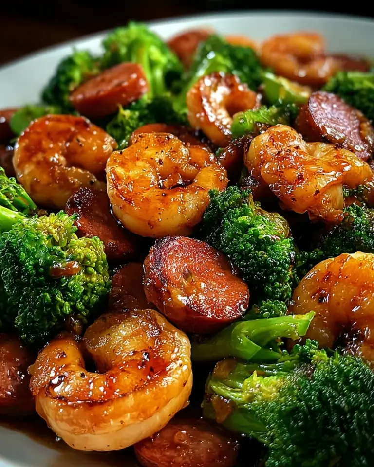 Honey Garlic Shrimp, Sausage, and Broccoli