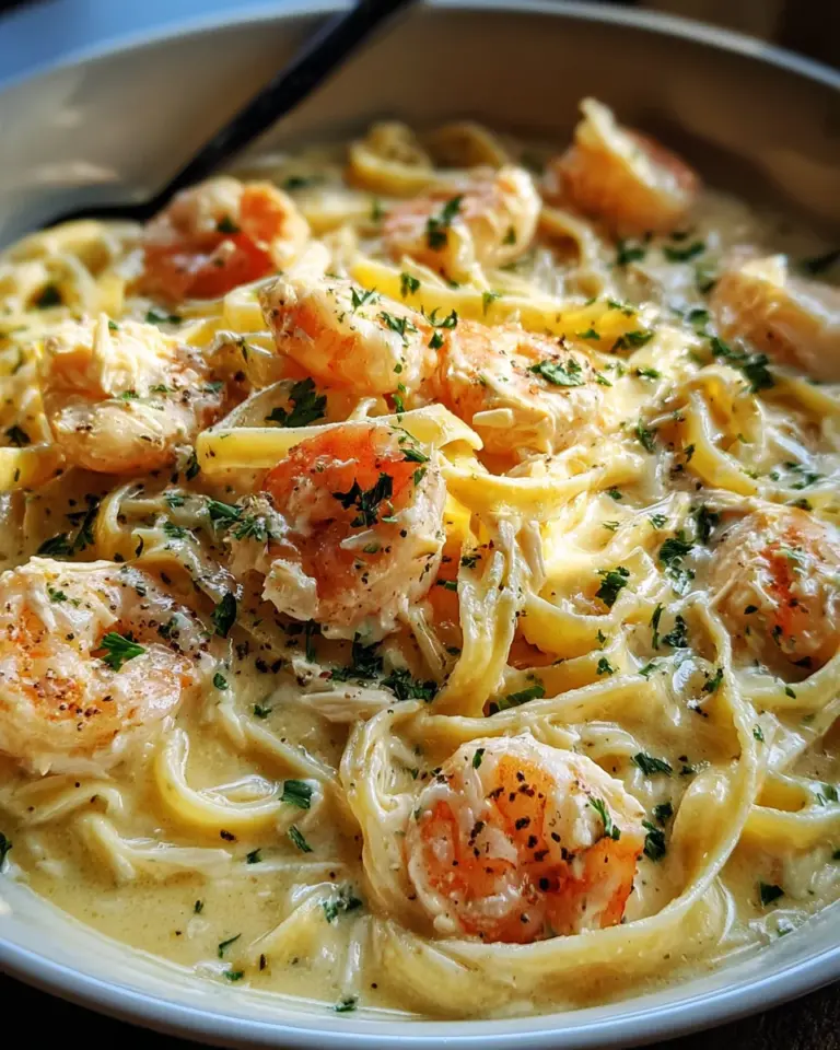 One Pot Shrimp and Crab Alfredo