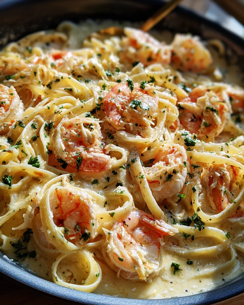 One Pot Shrimp and Crab Alfredo One