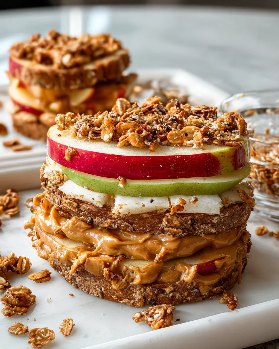 Peanut Butter Apple Sandwiches with Granola Peanut Butter Apple Sandwiches with Granola