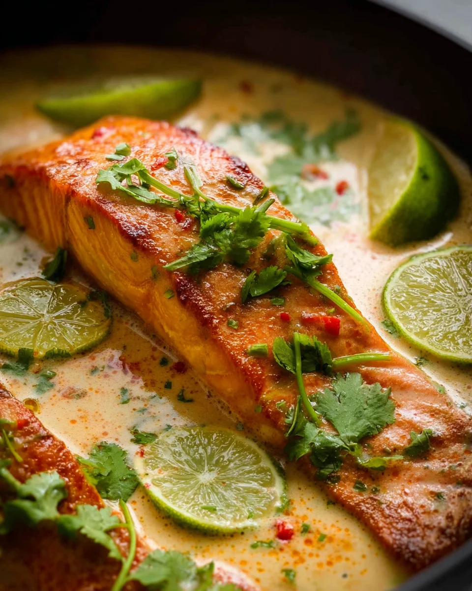 Poached Salmon in Coconut Lime Sauce Poached
