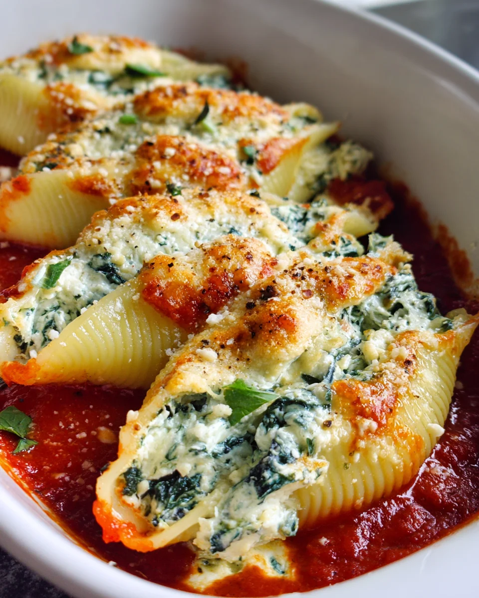 Spinach and Ricotta Stuffed Shells Recipe Spinach