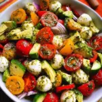 Tomato Cucumber Avocado Salad with Mozzarella and Basil Pesto Tomato Cucumber Avocado Salad with Mozzarella and Basil Pesto