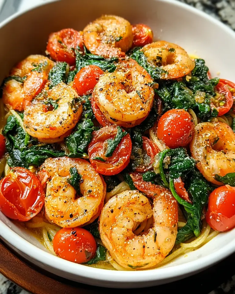 Tomato Spinach Shrimp Pasta