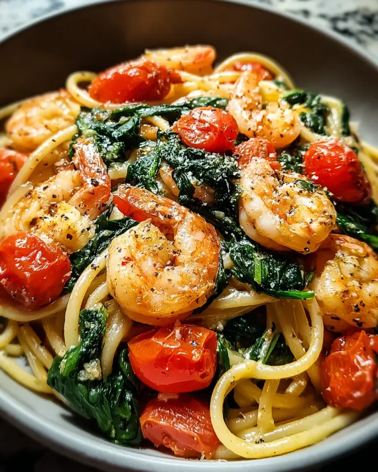 Tomato Spinach Shrimp Pasta