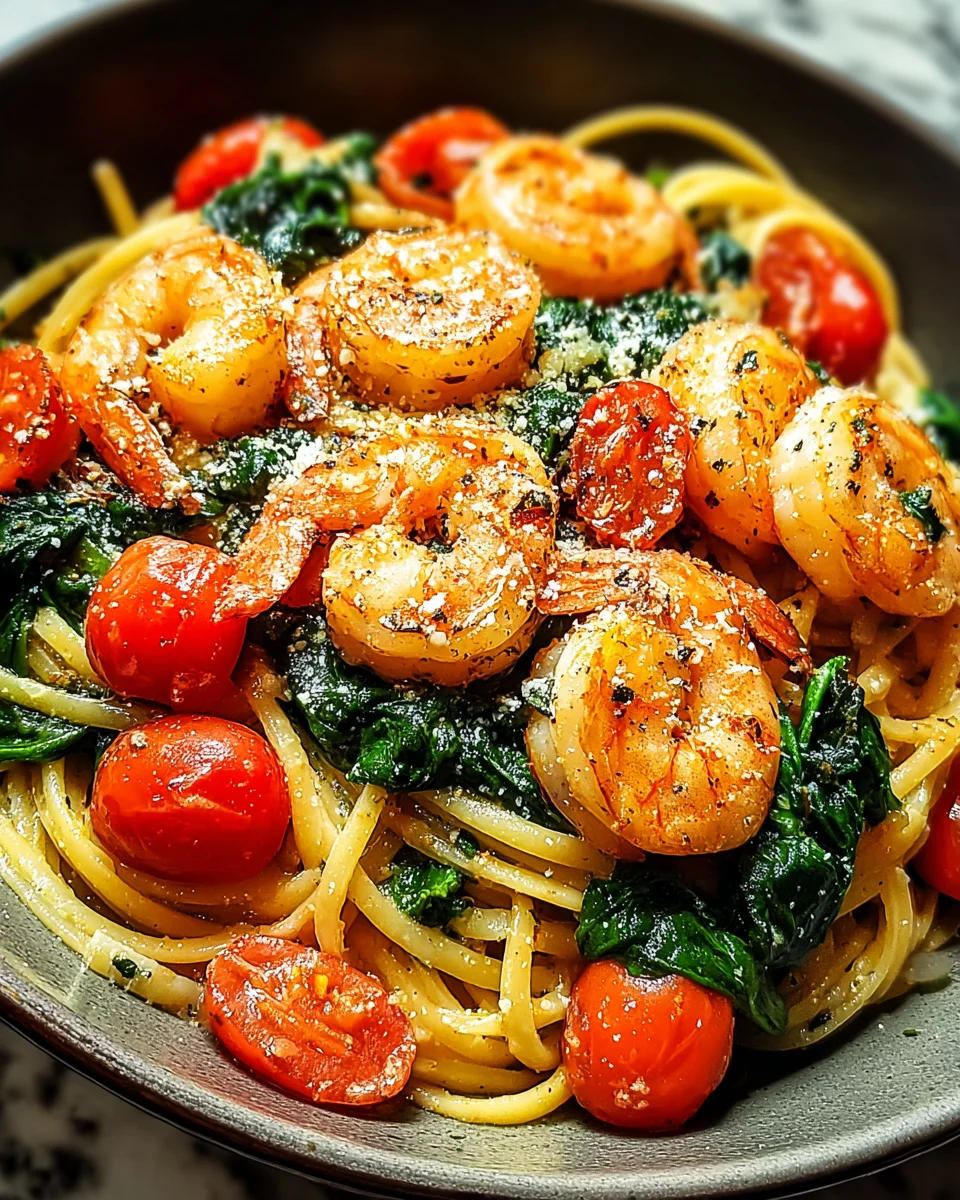 Tomato Spinach Shrimp Pasta Tomato