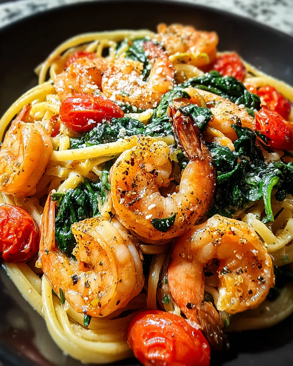 Tomato Spinach Shrimp Pasta Tomato