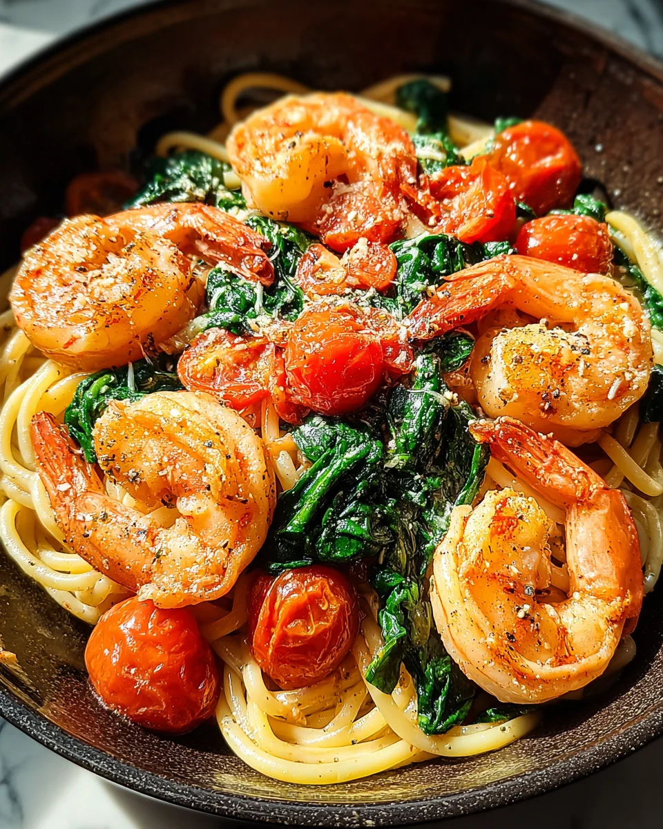 Tomato Spinach Shrimp Pasta Tomato