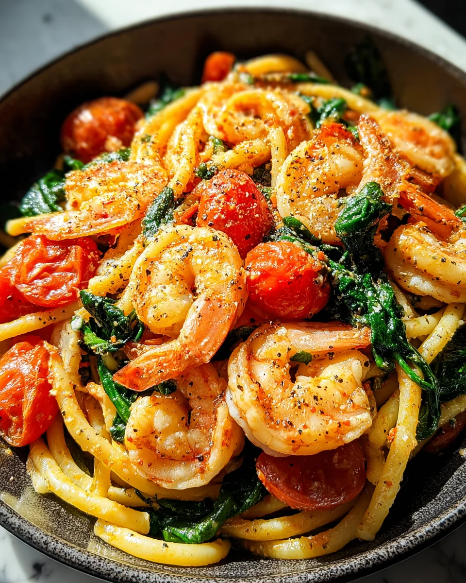 Tomato Spinach Shrimp Pasta Tomato